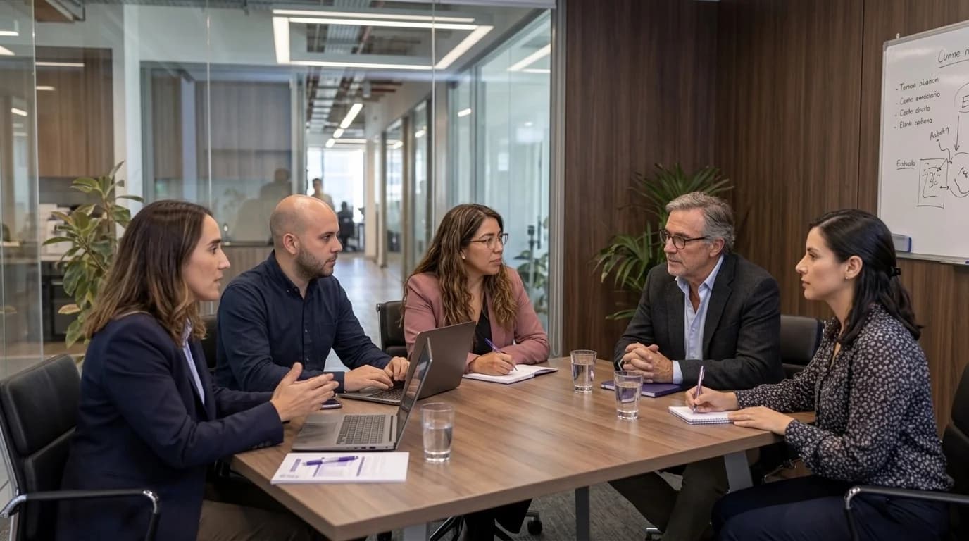 Equipo de Headline en reunión de trabajo